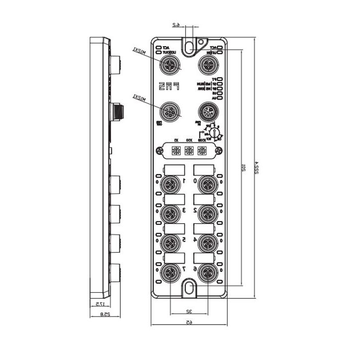 M12 interface, multi-protocol bus module, 16DI/DO configurable, PNP, 007E31