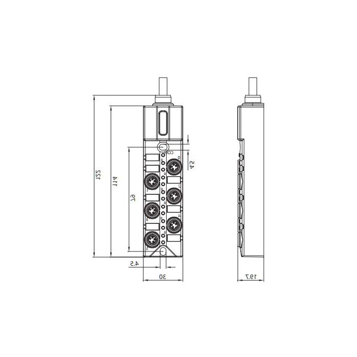 M8接线盒-双通道- NPN型 - 6端口-一体化-带LED - PUR软线-黑色护套- 23N641-XXX