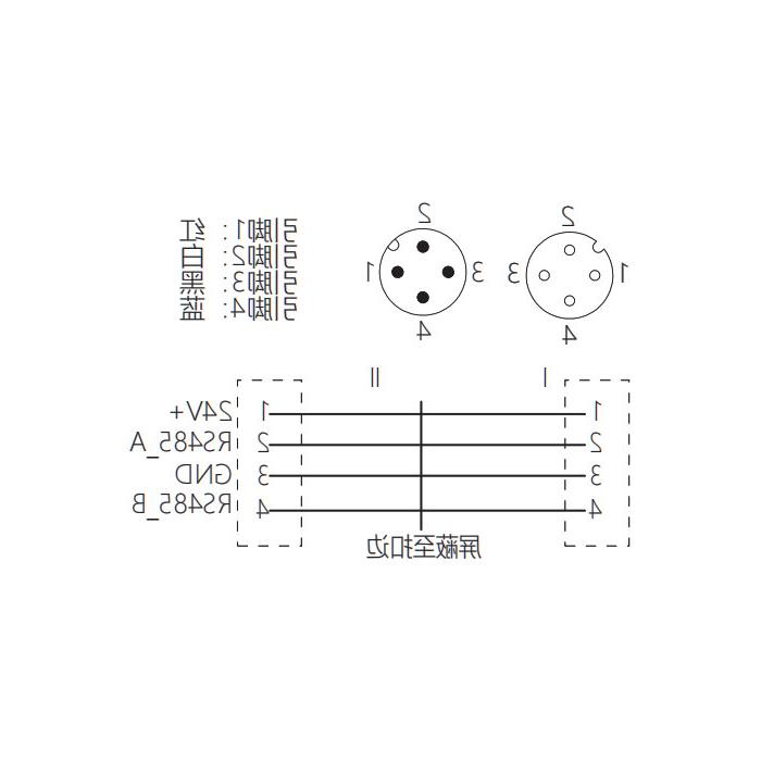 M12 4Pin female straight turn male straight, double end precast PUR flexible cable with shield, purple sheath, 0C4A41-XXX